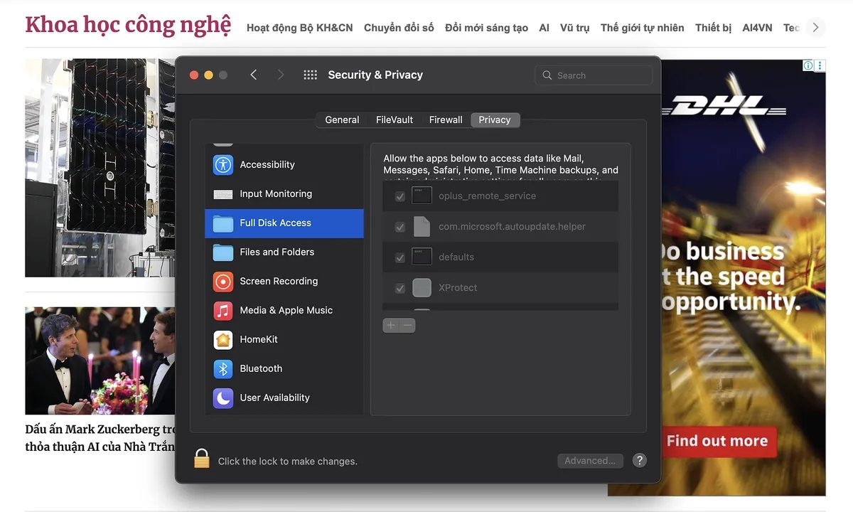 Apple siết quyền truy cập dữ liệu trên macOS vì AI