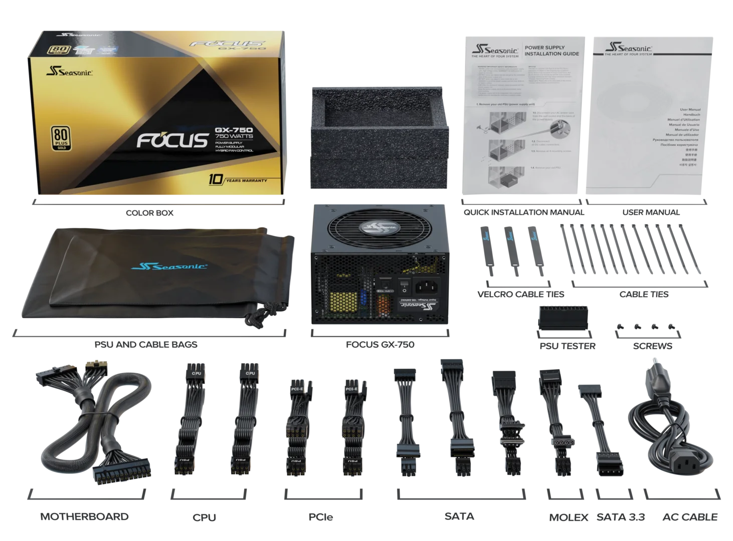 Nguồn Seasonic Focus GX-750 750W 80 Plus Gold